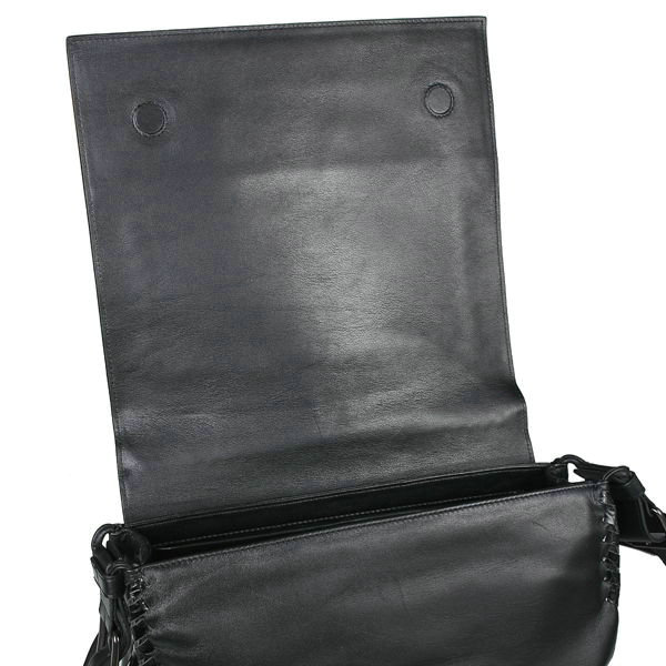 Bottega Veneta ardoise intrecciato croco messenger bag 16030-1 black